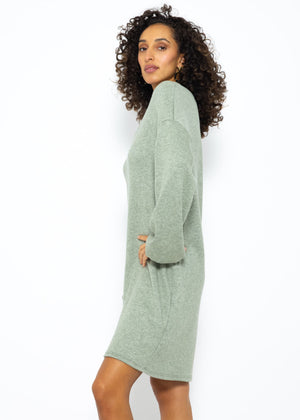 Super soft jersey dress in short - sage green