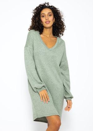 Super soft jersey dress in short - sage green