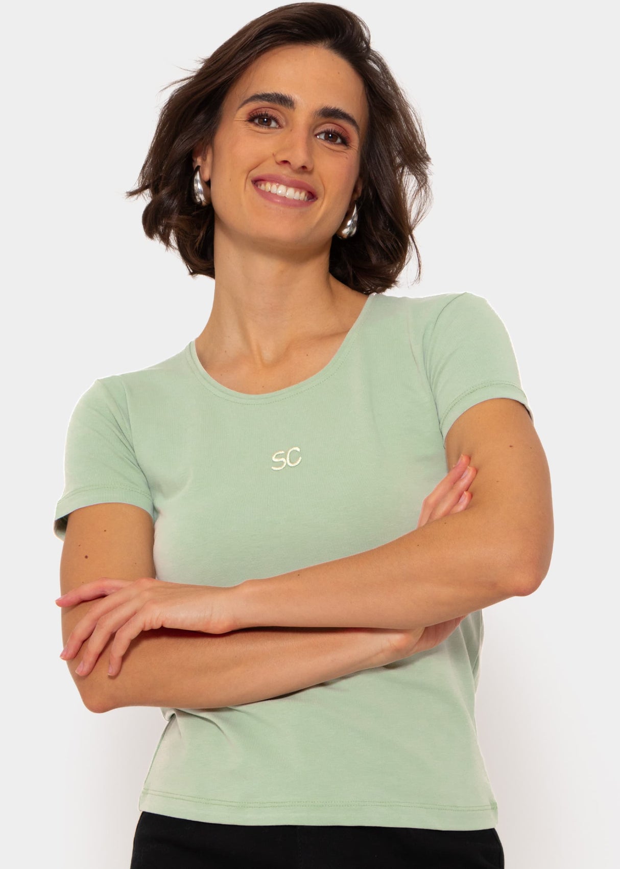 T-shirt with small embroidery, green