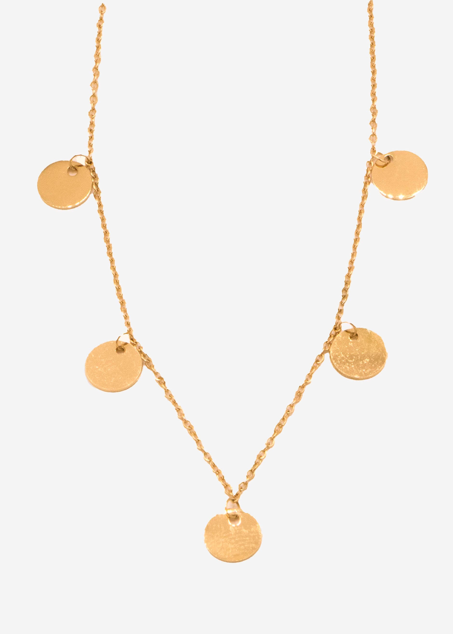 Necklace with round plates, gold