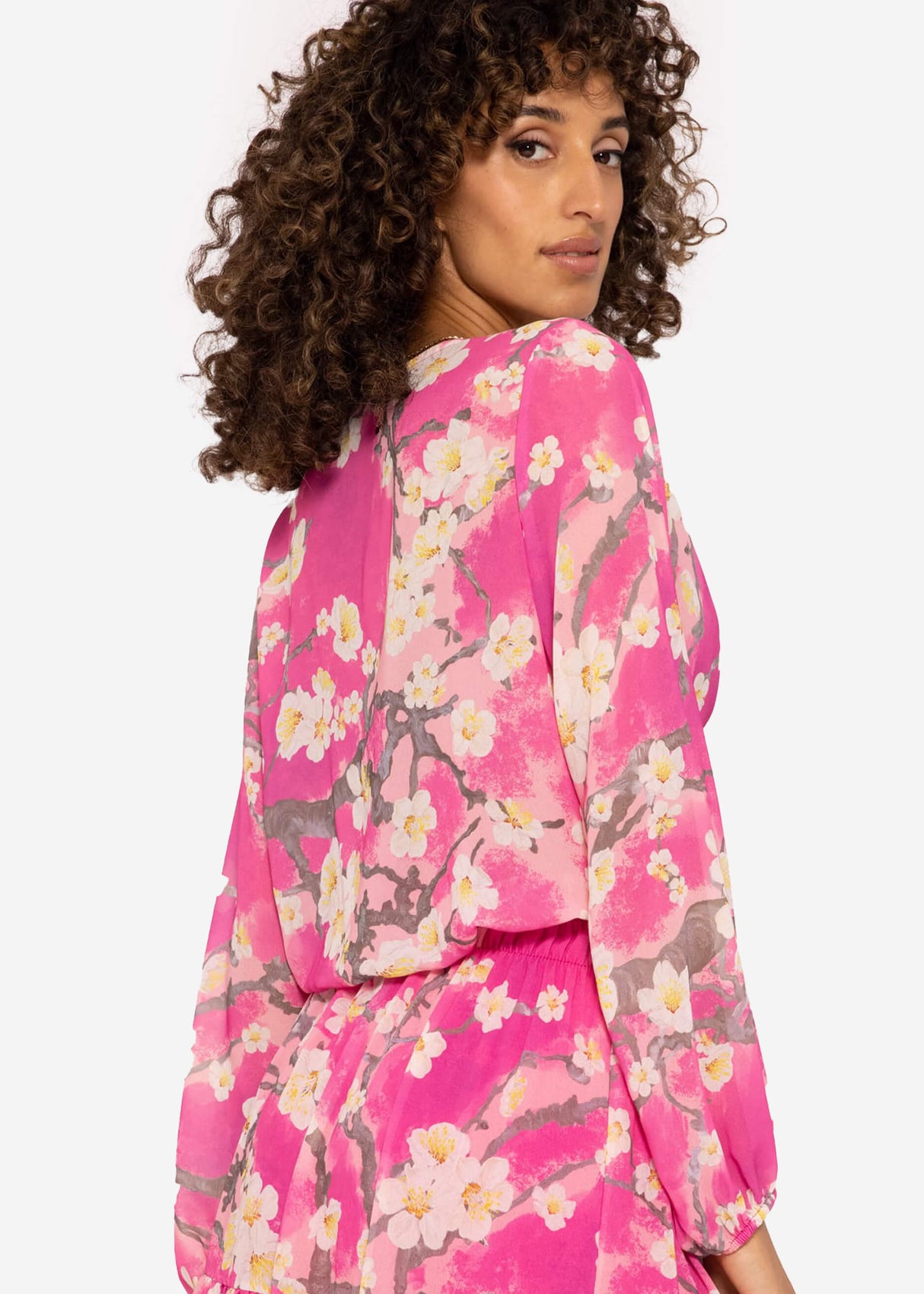 Blouse top with print, pink