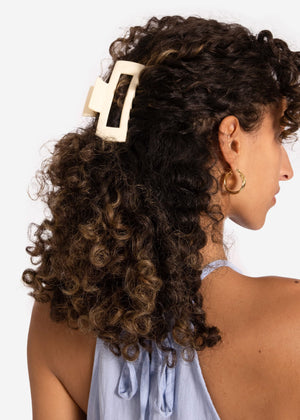 Square hair clip, beige