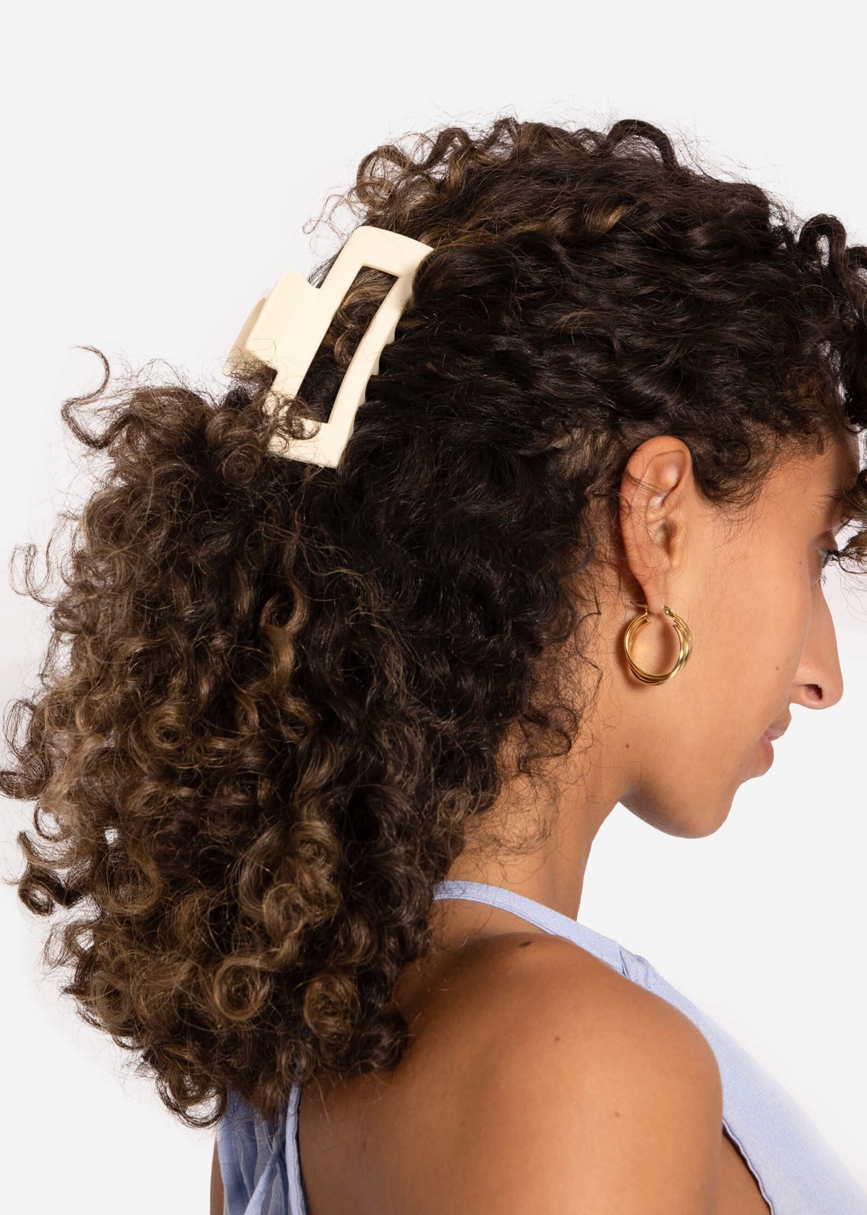 Square hair clip, beige