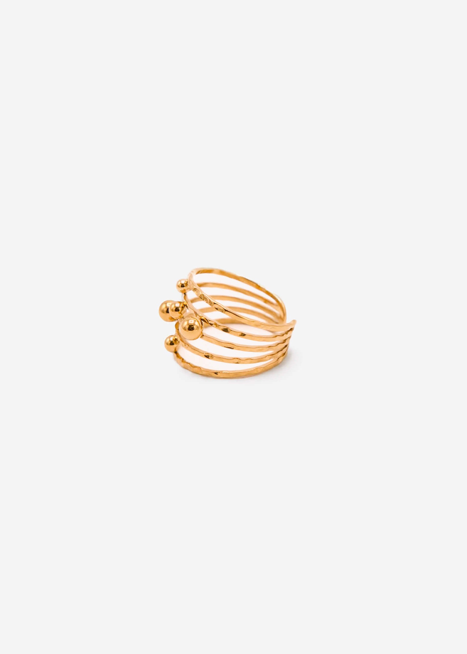 Feingliedriger Ring mit zarten Kugeln, gold