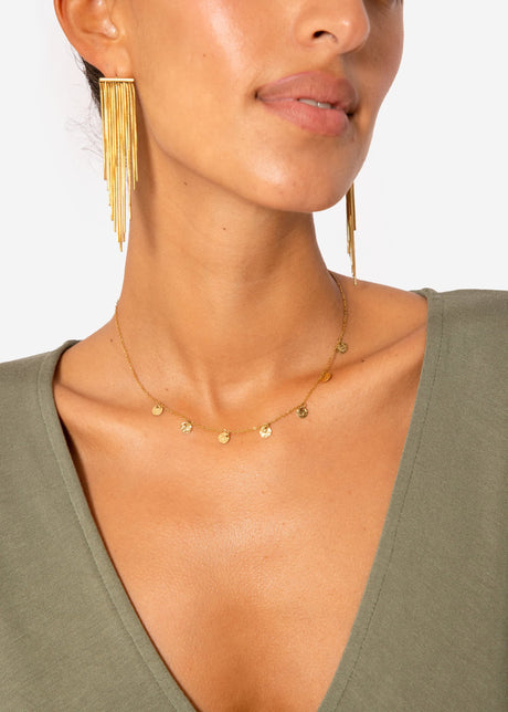 Necklace with delicate hammered discs - gold