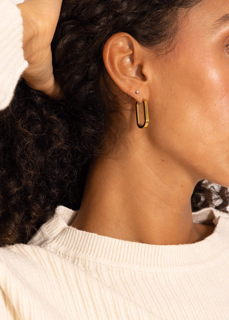 Classic squared hoop earrings - gold