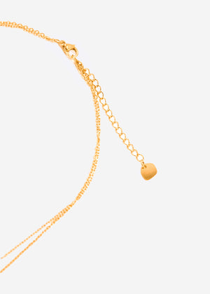 Kombinierte Kette mit Anhänger und zarten Plättchen, gold