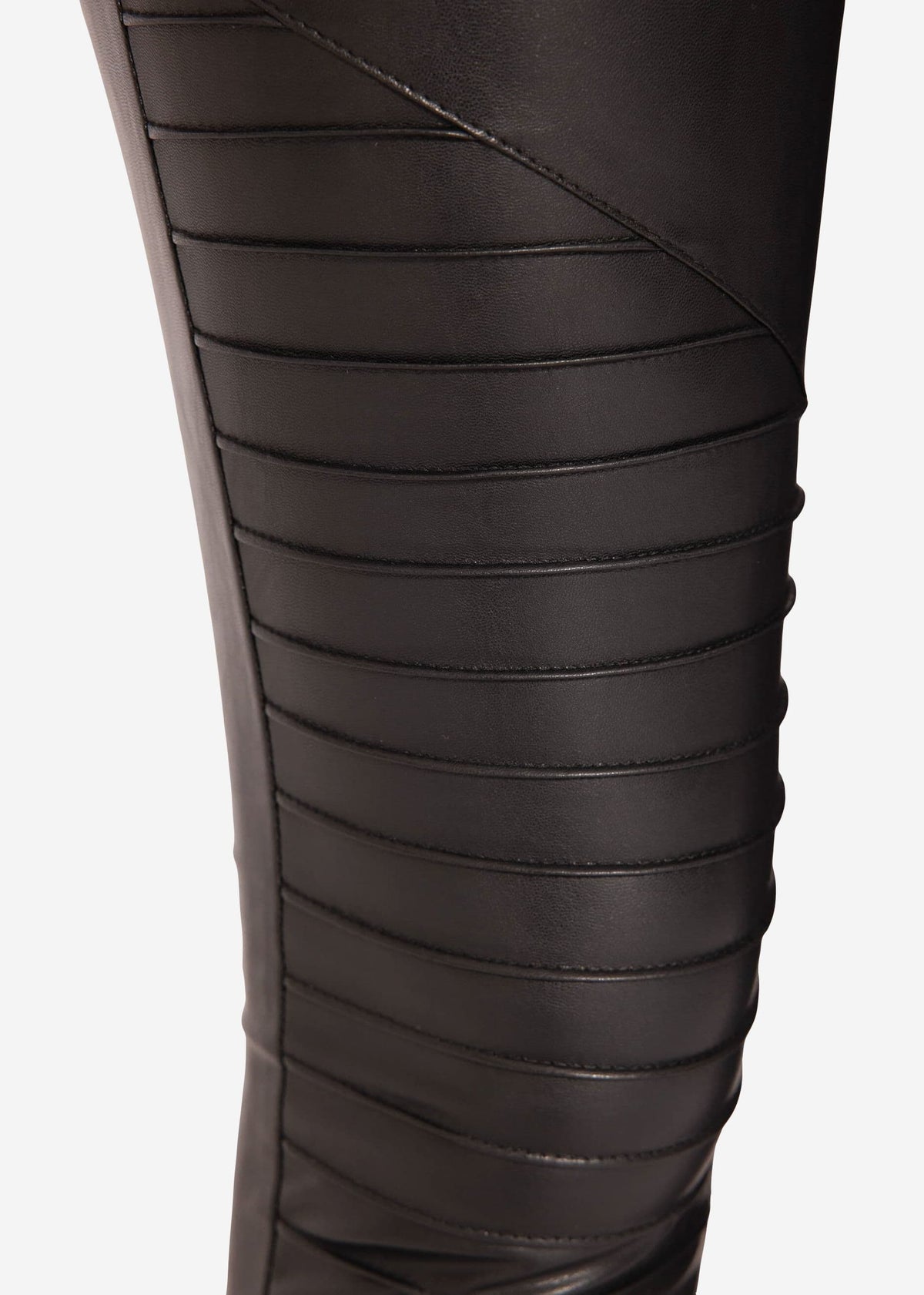 Faux leather leggings with stitching, black