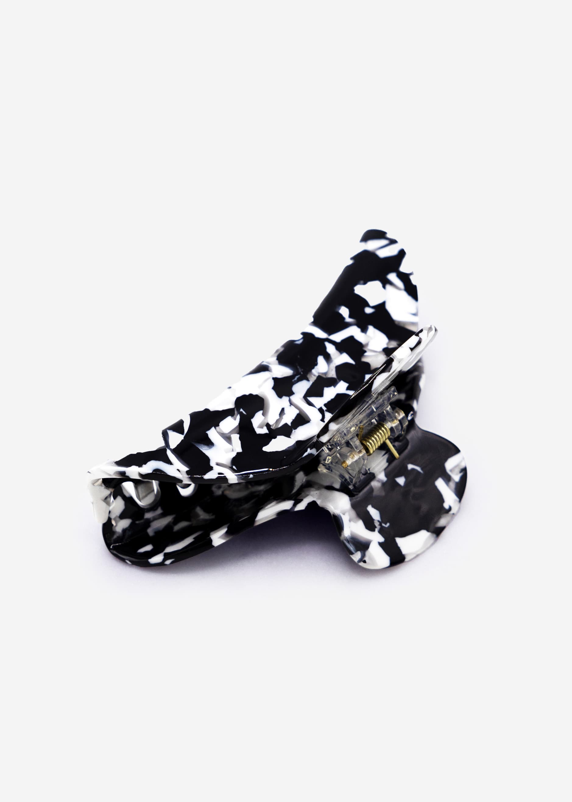 Marbled hair clip, black/white