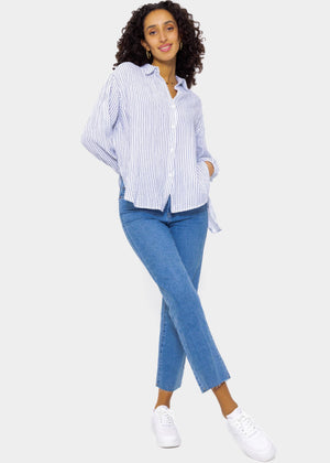 Striped muslin blouse - off-white-blue