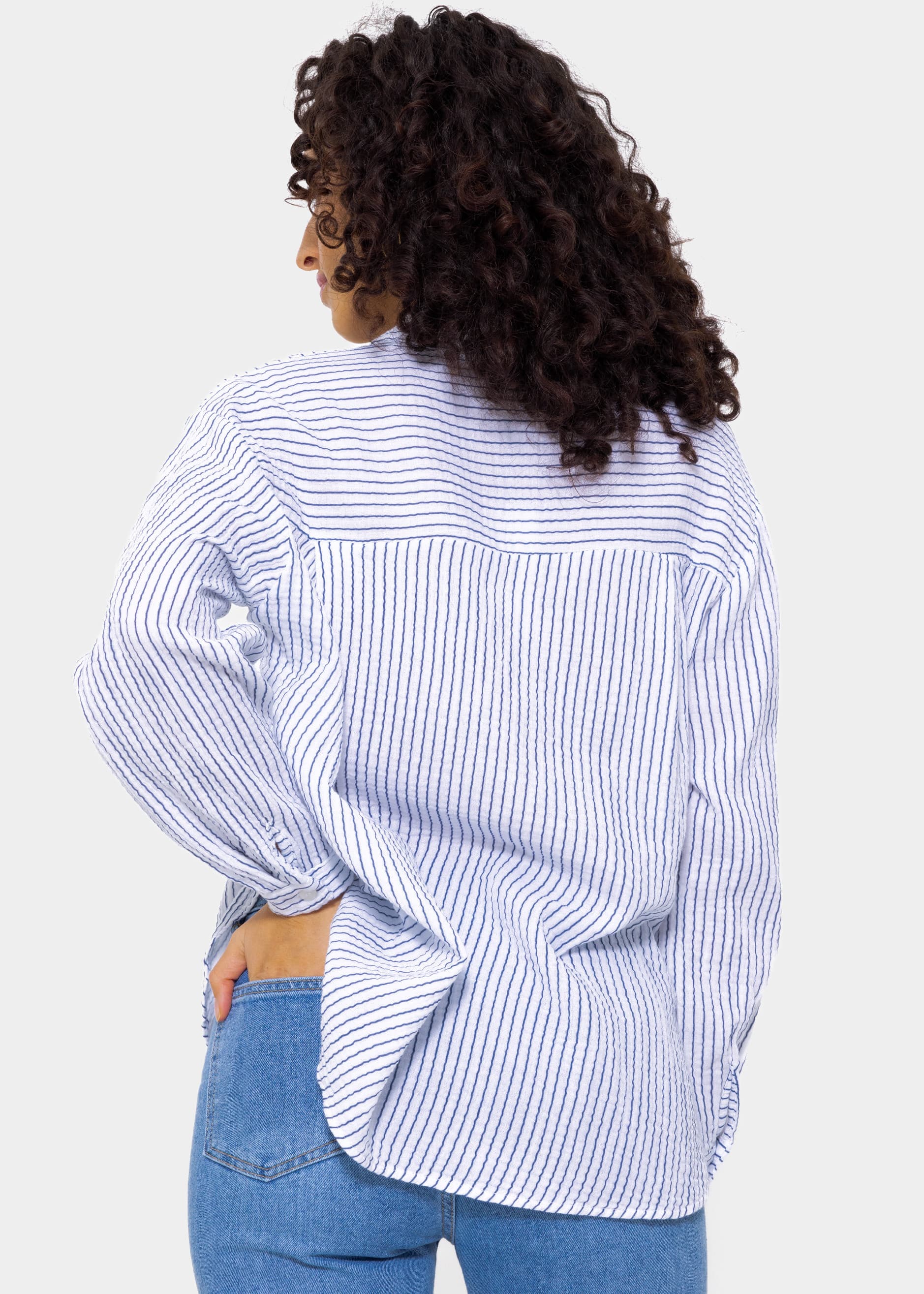 Striped muslin blouse - off-white-blue