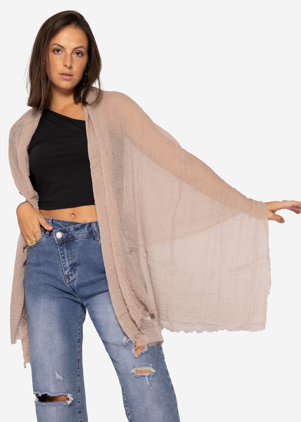 Muslin scarf, taupe