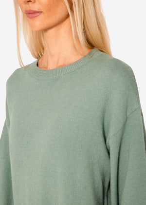 Oversize sweater with side slits - green