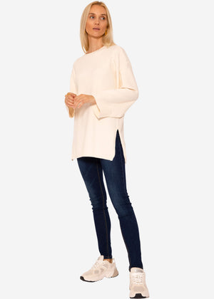 Oversize sweater with side slits - offwhite
