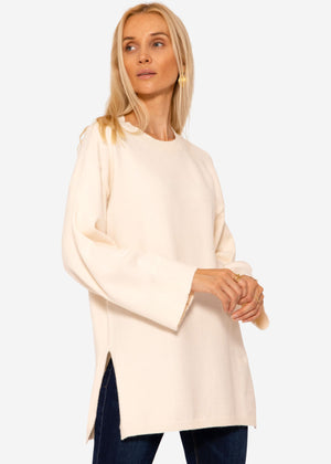 Oversize sweater with side slits - offwhite