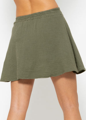 Musselin Rock-Shorts, khaki