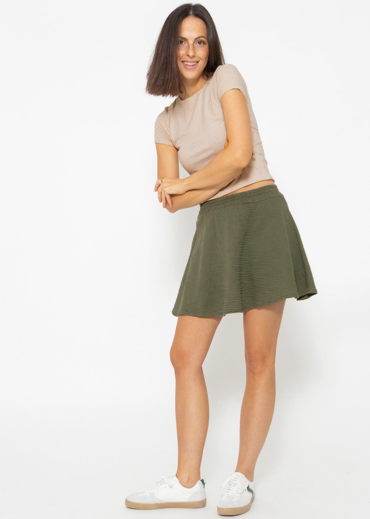 Musselin Rock-Shorts, khaki