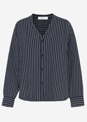 Oversize muslin blouse with light stripes - grey