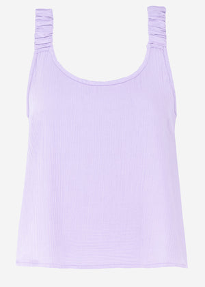 Musselin top with gathered straps - lilac