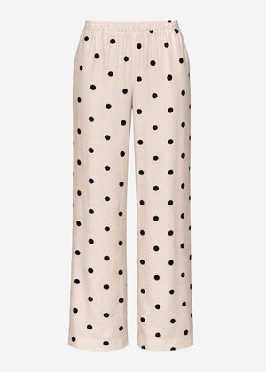 Gepunktete Hose mit weitem Bein - hellbeige