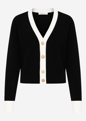 Cardigan with contrast panel - black