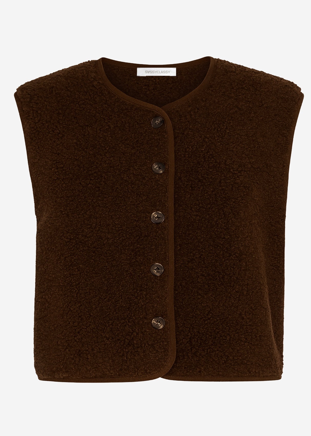Teddy vest with buttons - brown