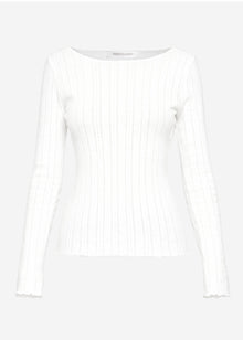 Pointelle long-sleeved top - white