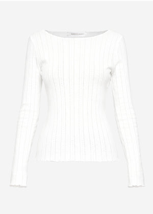 Pointelle long-sleeved shirt - white