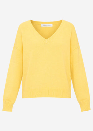 Sweater with deep V-neck - yellow