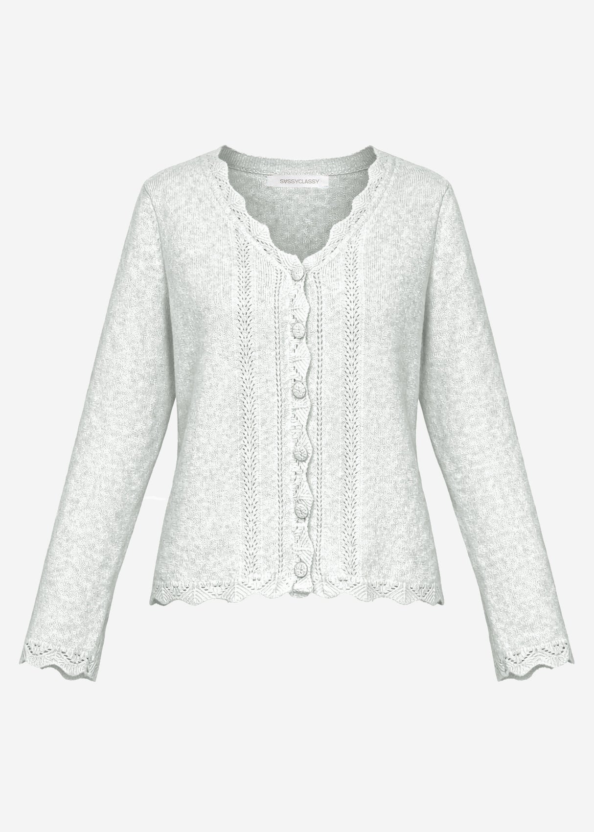 Pointelle Strickjacke - hellgrau