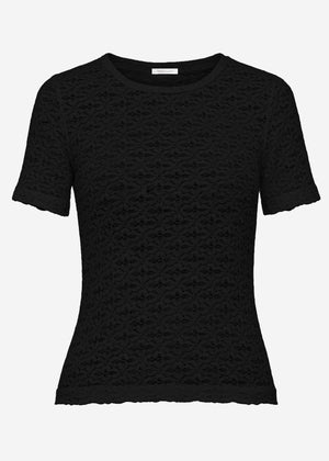 T-shirt made of floral lace - black