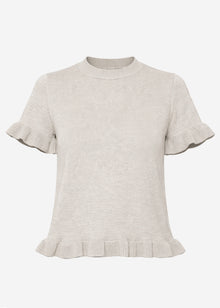 Short-sleeved jumper with flounces - grey