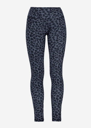 High Waist Sportleggings mit Leo-Print - grau