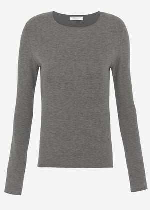 Long-sleeved shirt with cashmere blend - dark gray