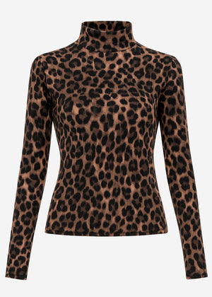 Langarmshirt im Leo-Print - braun