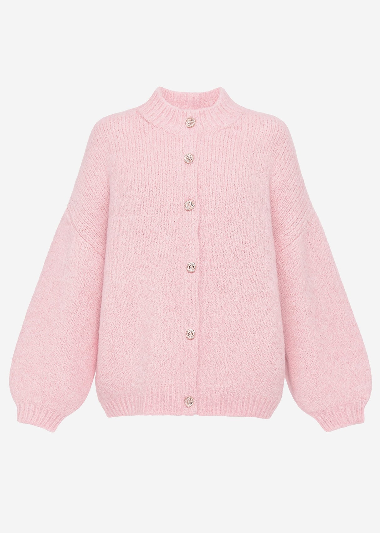 Oversized cardigan with decorative buttons - pink