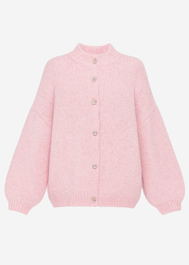 Oversized cardigan with decorative buttons - rose