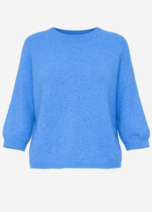 Strickoberteil mit Alpaka - blau
