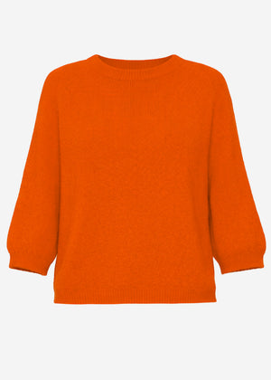 knitted sweater with half-length sleeves - orange
