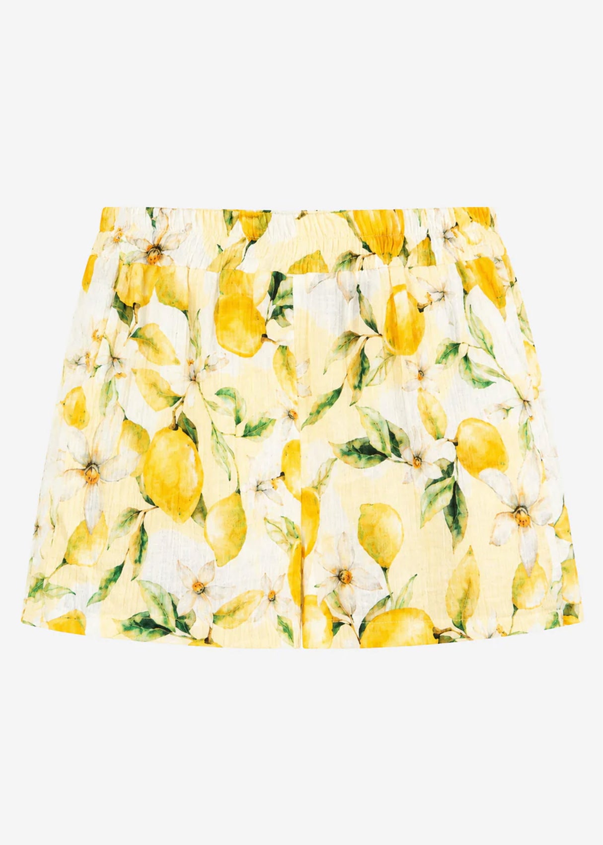 Musselin Shorts mit Lemon-Print - gelb