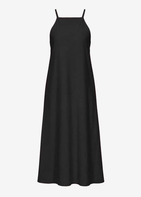 Langes Slip Kleid mit Trägern - schwarz by SASSYCLASSY