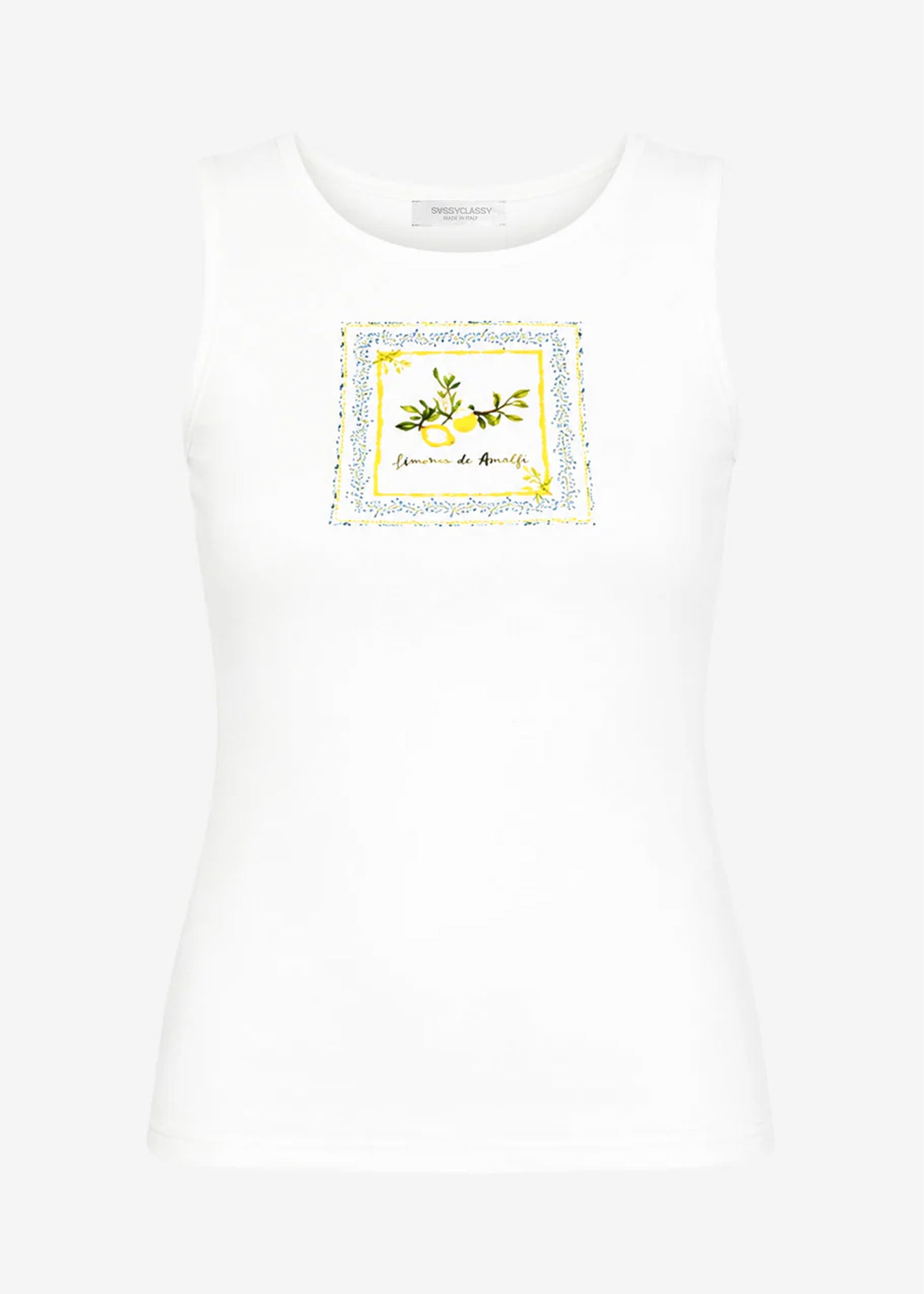 Sleeveless Top with Lemon Print - white – SASSYCLASSY