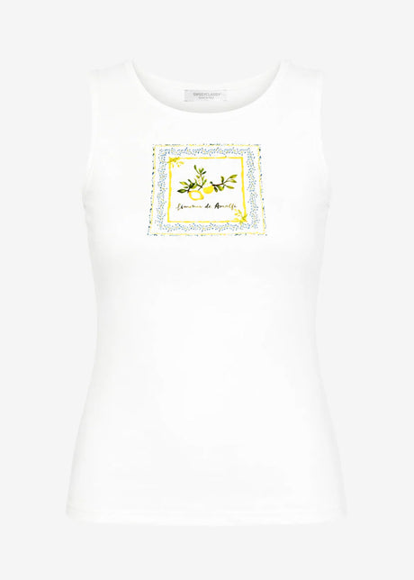 Ärmelloses Top mit Lemon-Print - weiß von SASSYCLASSY