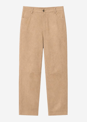 Barrel-Leg Hose in Wildlederoptik - beige