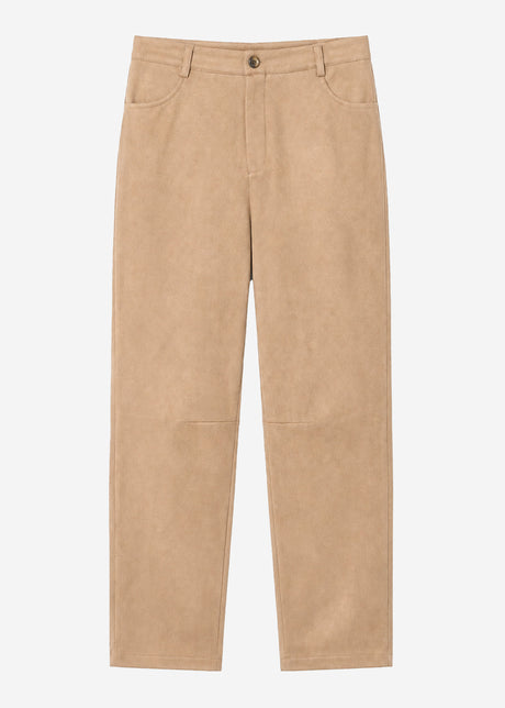 Suede-look barrel-leg trousers - beige by SASSYCLASSY