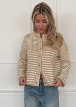 Cardigan with graphic stripe pattern - beige