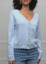 Strickcardigan mit Bogenkante - hellblau