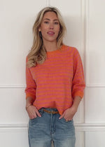 Gestreiftes Strickoberteil - orange-pink