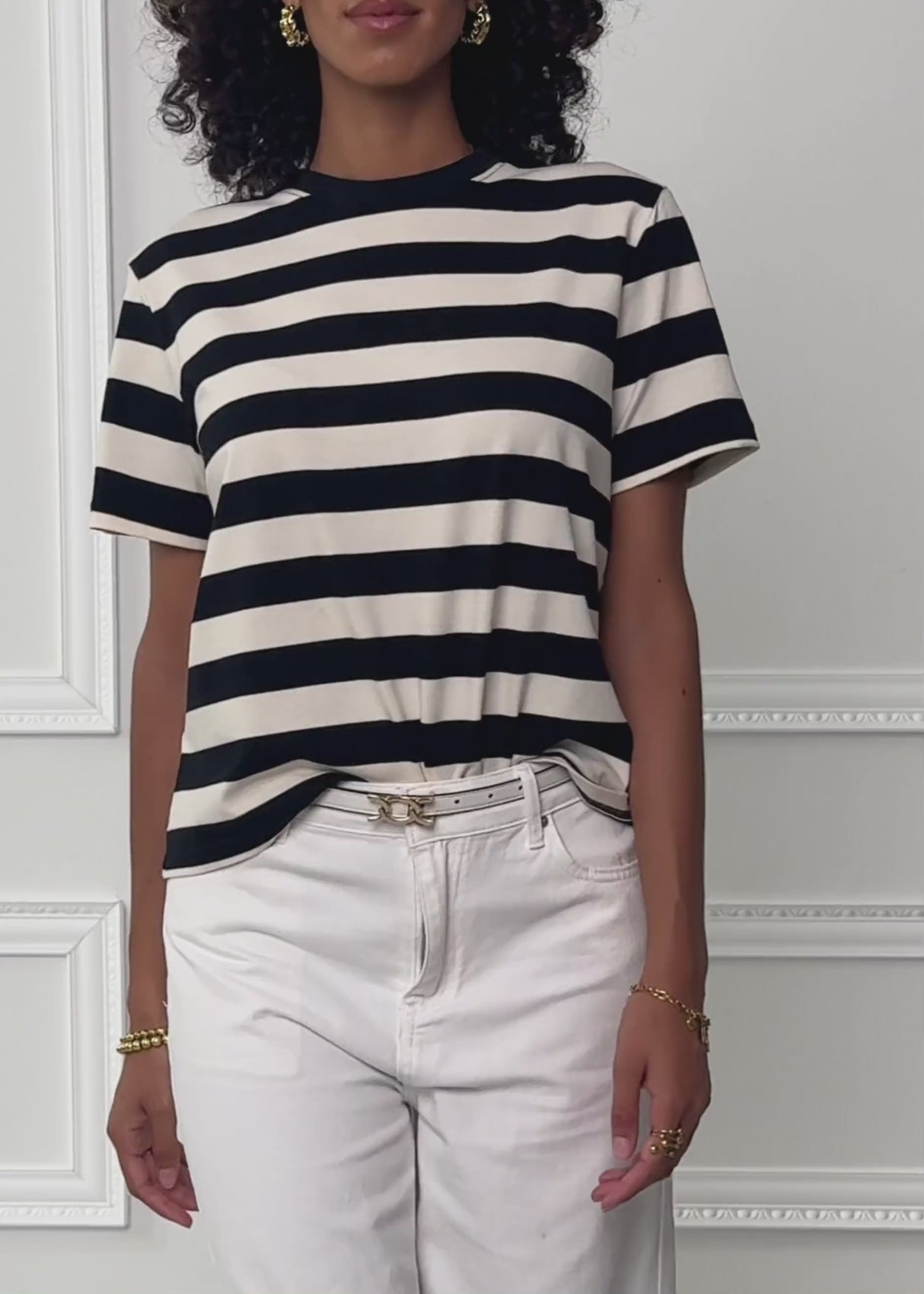 T-shirt with block stripes - black-Off-white by SASSYCLASSY