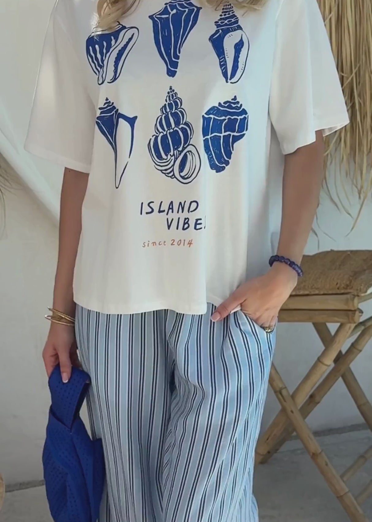 Oversize T-Shirt mit Muschelprint - weiß von SASSYCLASSY